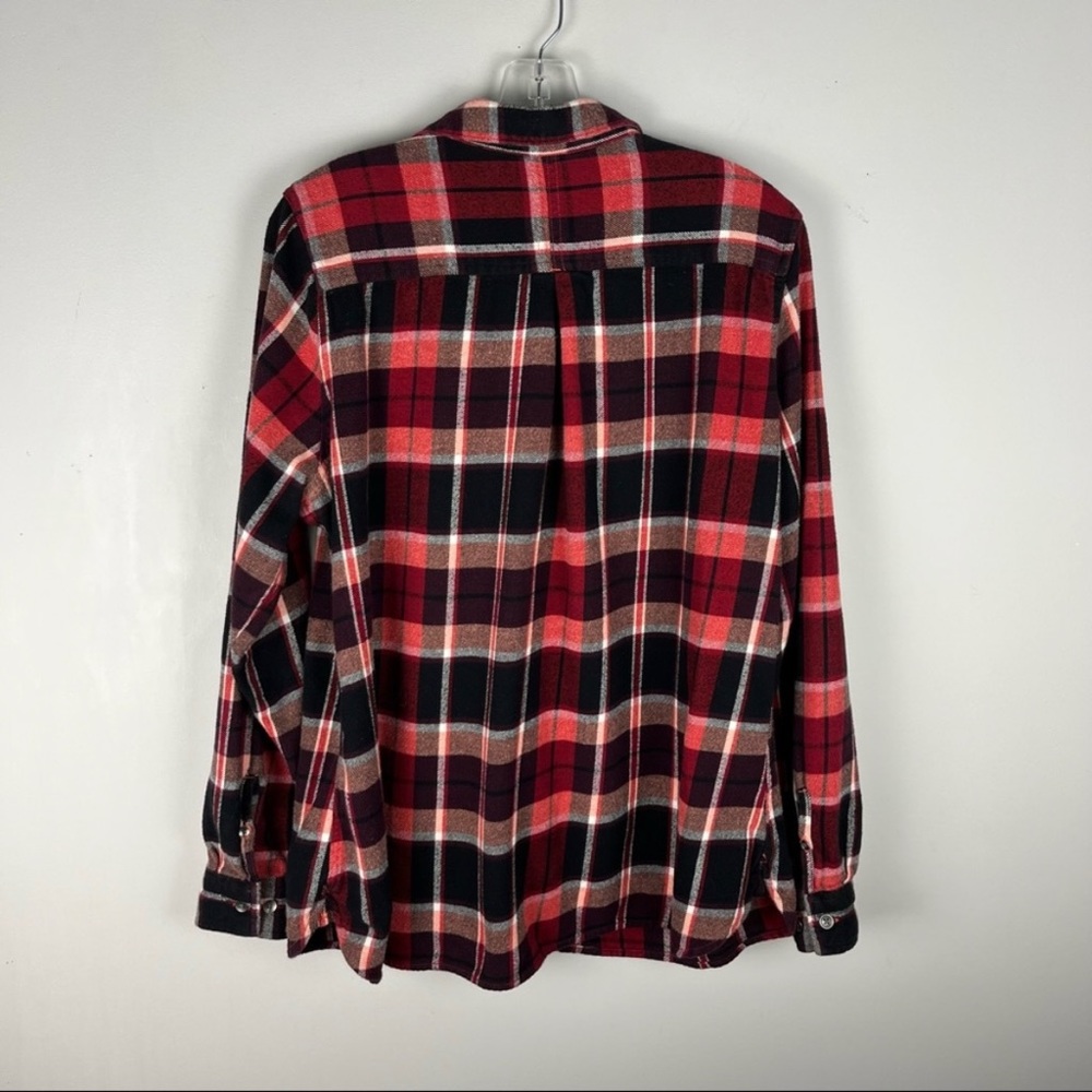 Woolrich Women’s Red & Black Plaid Flannel 100% Cotton Button Down Shirt XL - Picture 3 of 6